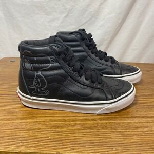 Vans‎ High Top Sneakers Peanuts Snoopy Black Leather Shoes WO 5 Men's 3.5